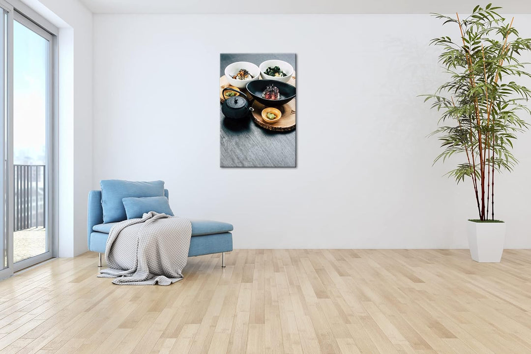 deyoli lecker angerichtetes Sushi Format: 120x80 als Leinwandbild, Motiv fertig gerahmt auf Echtholz