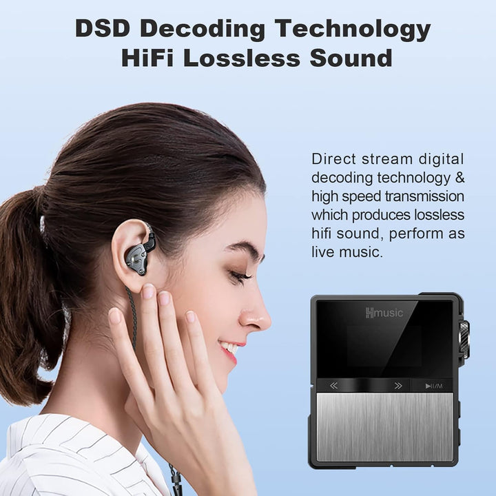 Hmusic P68 HiFi MP3 Player mit Clip, Lossless DSD Music Player Bluetooth, tragbarer Hi-Res Audio Pla