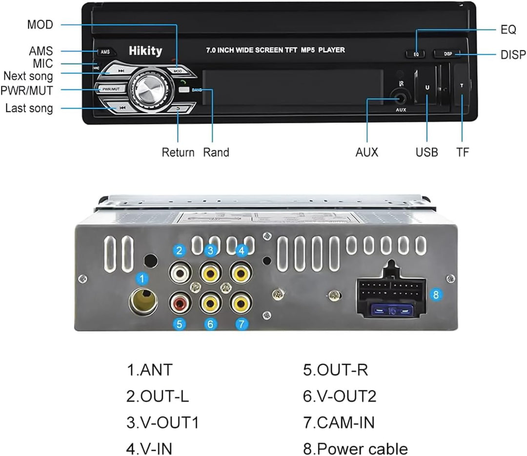 1 Din Autoradio Carplay und Android Auto, Hikity 7 Zoll Bildschirm Bluetooth Freisprecheinrichtung A