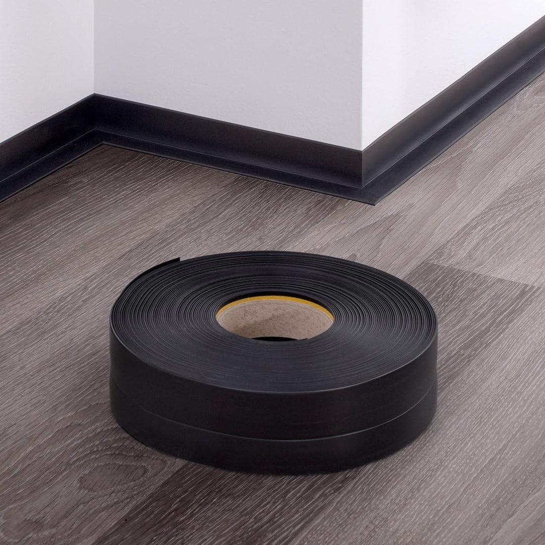 HOLZBRINK Weichsockelleiste selbstklebend SCHWARZ Knickleiste, 50x20mm, 25 Meter 25m Schwarz, 25m Sc