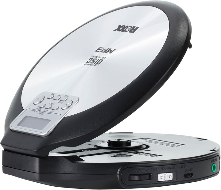 ROXX Tragbarer CD Player mit Kopfhörer MP3 fähig Antishock Discman mit Netzteil PCD 600