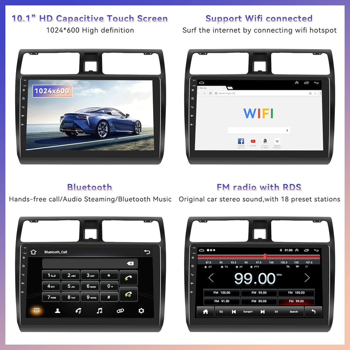 CAMECHO Android 13 Autoradio für Suzuki Swift(2003-2010), Wireless Carplay Wireless Android Auto, 10