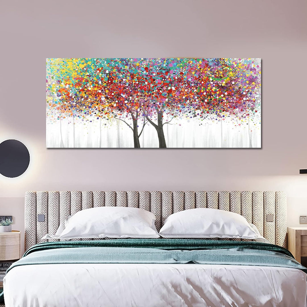 Bunter Baum des Lebens Mit Rahmen Leinwand Bilder Landschaft Leinwand Malerei Gemälde Poster Foto Bi