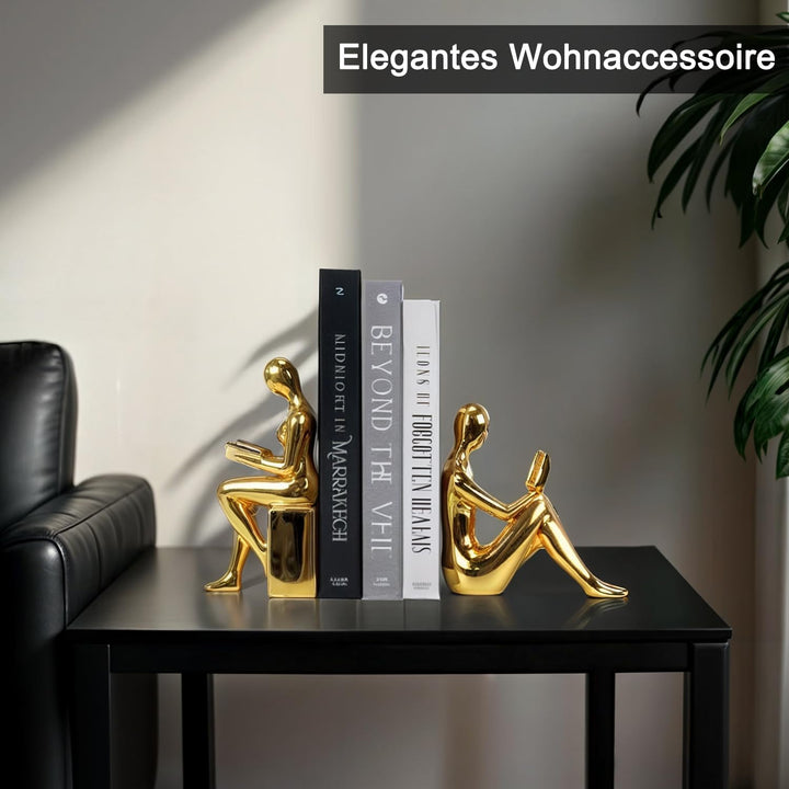 DARUITE 1 Parr Buchstütze, Goldene Lesefigur Buchstützen, kreative Bücherstützen, Robuste und Stilvo