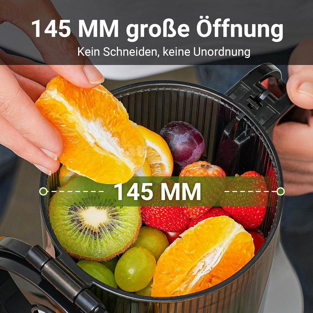 AMZCHEF 250W Automatischer All-In-One Entsafter, 135MM Öffnung und 1,8L Entsafter für Gemüse und Obs
