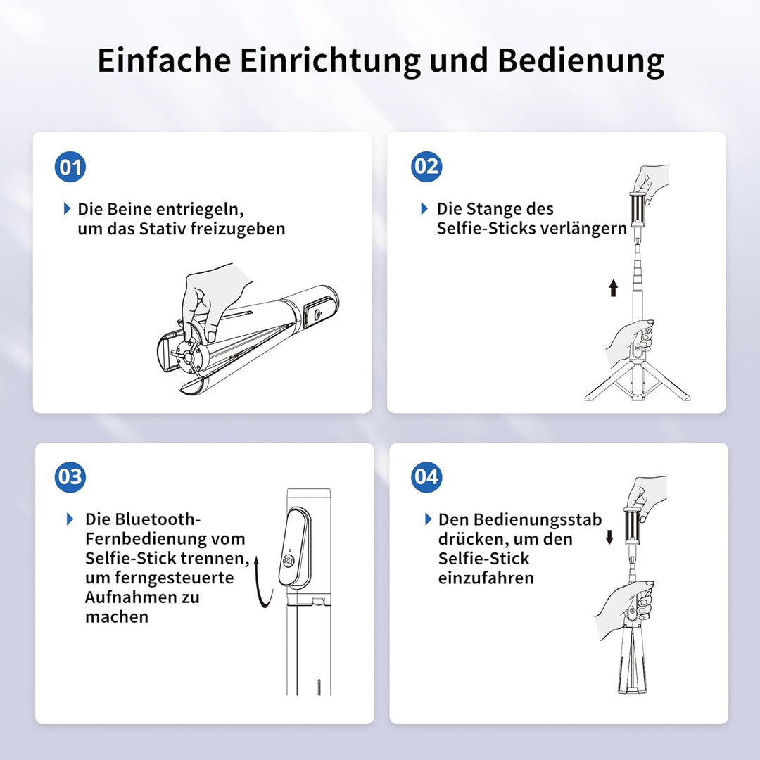 ATUMTEK Bluetooth Selfie-Stick Stativ, 3 in 1 Aluminium Selfie Stange, 360° Drehbar, mit Kabelloser
