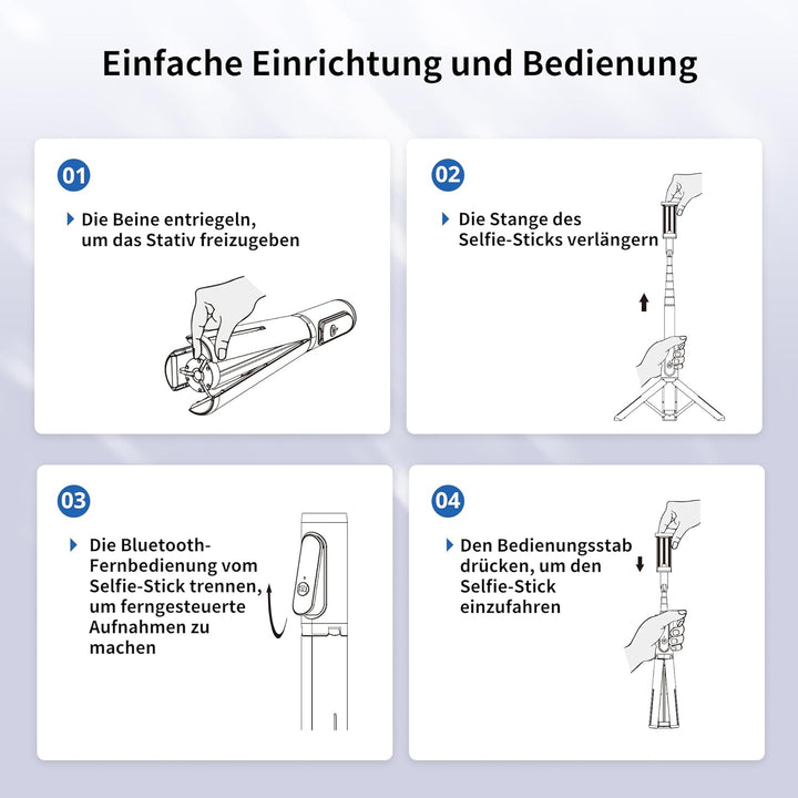 ATUMTEK Bluetooth Selfie-Stick Stativ, 3 in 1 Aluminium Selfie Stange, 360° Drehbar, mit Kabelloser