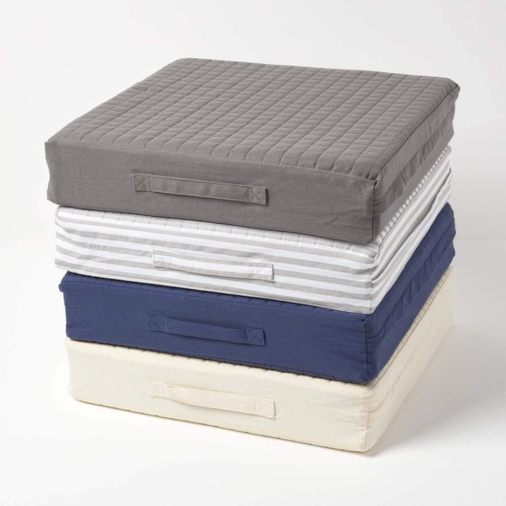 Homescapes Festes Sitzkissen 50x50x10 cm grau gestreift, Sesselkissen/Sitzerhöhung orthopädischer Sc