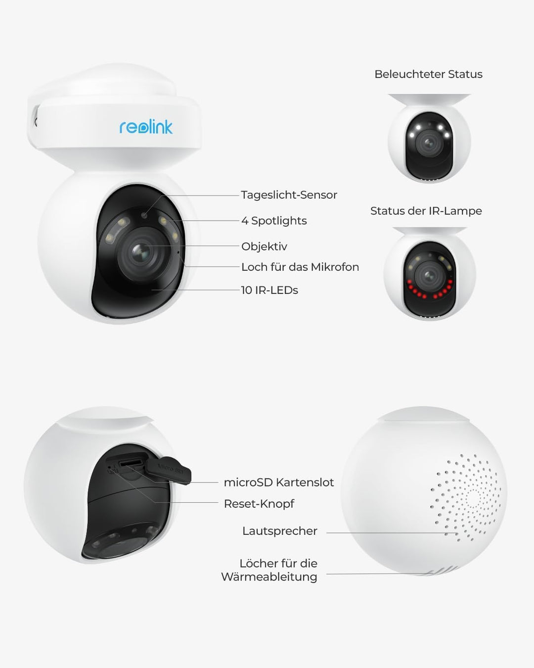 Reolink 4K PTZ PoE Überwachungskamera Aussen, 3X Optischem Zoom, Kamera Outdoor mit Personen-/Fahrze