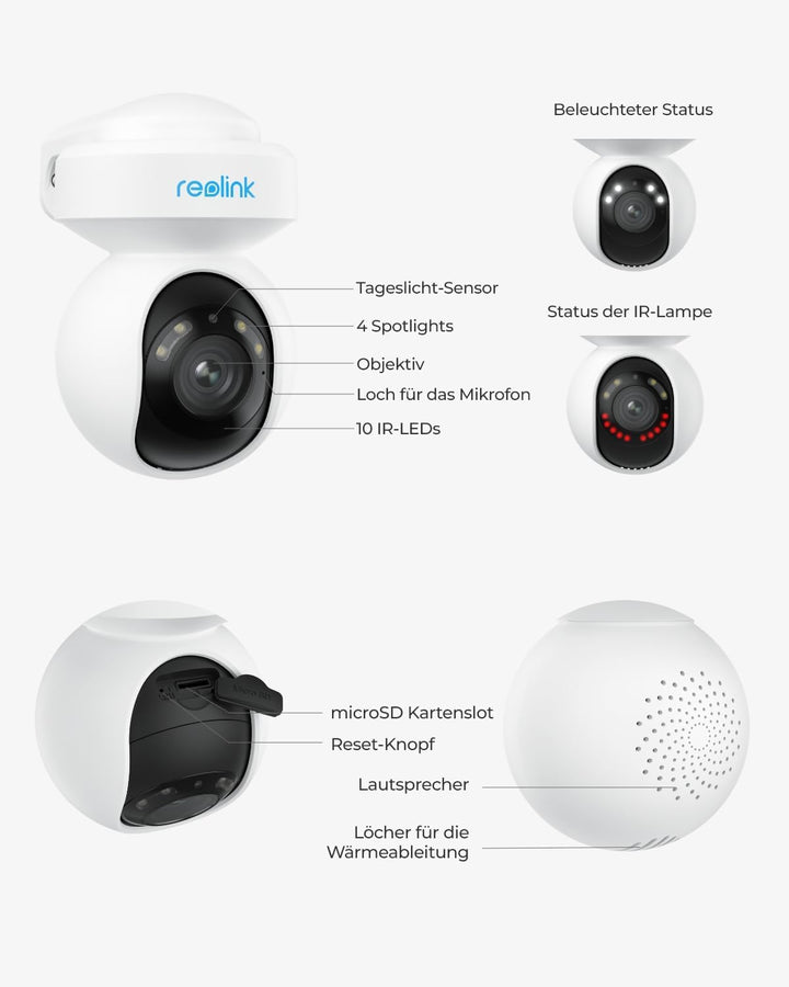 Reolink 4K PTZ PoE Überwachungskamera Aussen, 3X Optischem Zoom, Kamera Outdoor mit Personen-/Fahrze