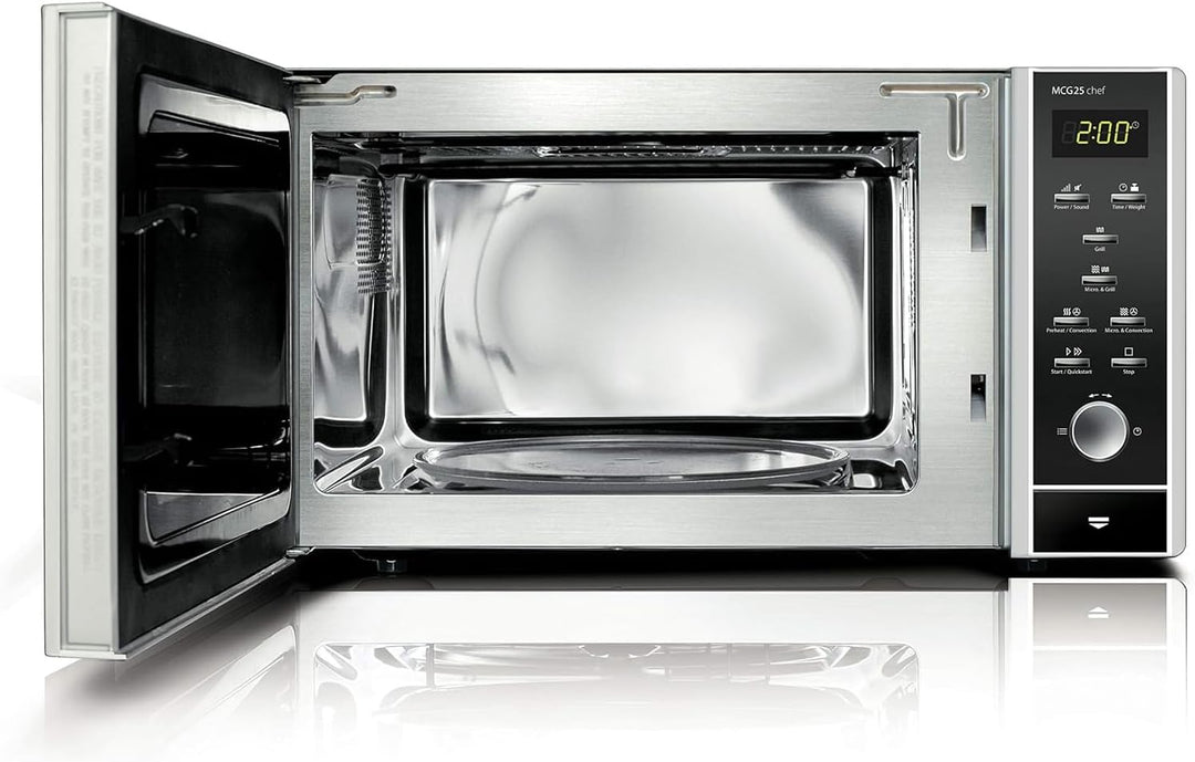 CASO | MCG25 chef 3-in-1 Mikrowelle mit Grill und Heissluft 1950W | Backofen-Funktion bis 200°C, Dre