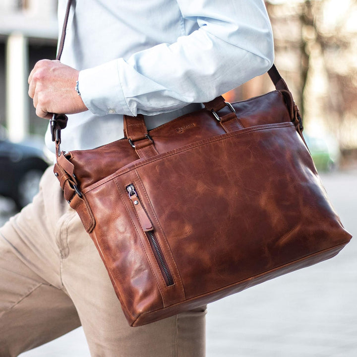 BACCINI Laptoptasche LEANDRO aus Premium Leder I Business-Tasche gross für Herren 15 Zoll extra Lapt