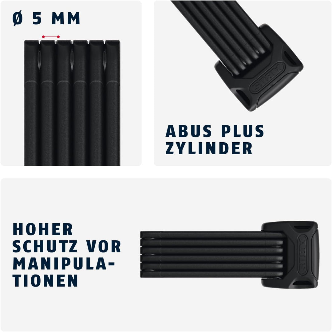 ABUS Faltschloss Bordo 6000K mit SH-Schlosshalter - Fahrradschloss mit XPlus Zylinder für hohen Mani