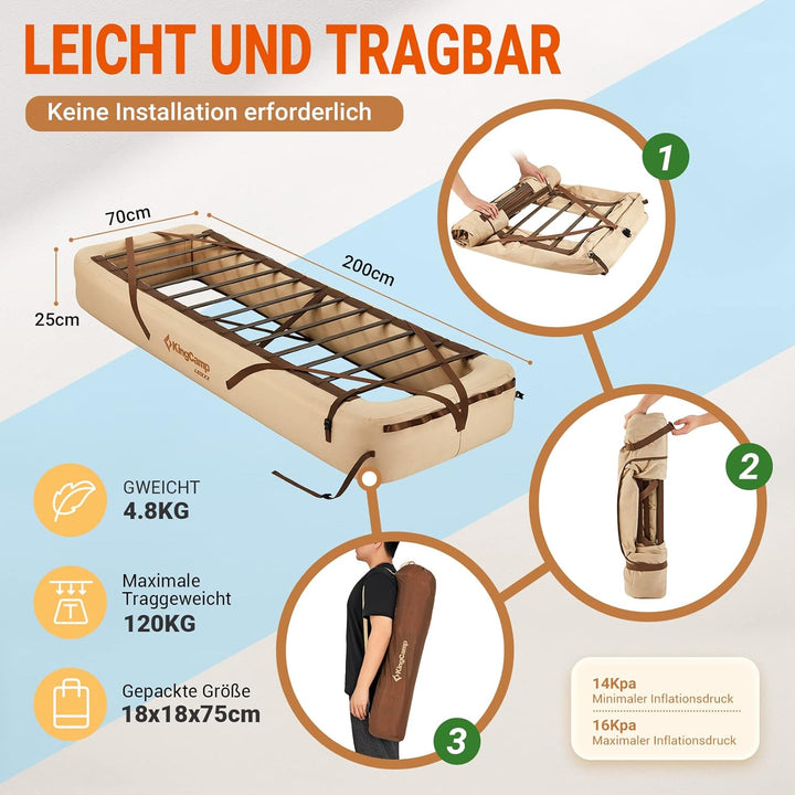 KingCamp Aufblasbares Campingbettgestell Campingbett Feldbett für Camping Isomatte Luftmatratze Aufb