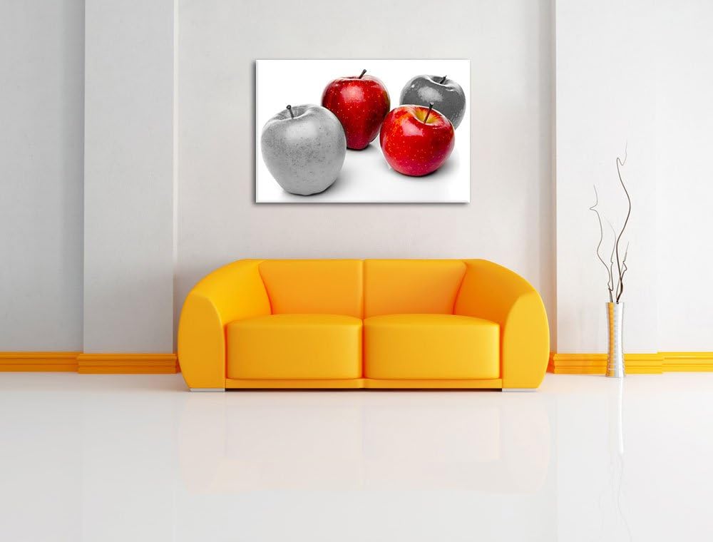 saftig rot glänzende Äpfel schwarz/weiss Format: 100x70 auf Leinwand, XXL riesige Bilder fertig gera