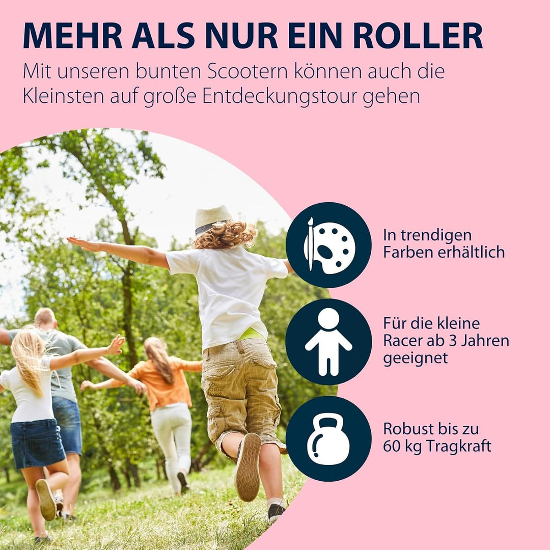 HUDORA Scooter Up 145 Junior - Hochwertiger & sicherer Kinder Roller ab 3 Jahre - Zusammenklappbarer