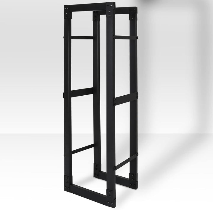 Randaco Kaminholzregal, Brennholzregal Aus Schwarzem Metall, Holzscheite Stapelhilfe für Innen, Feue