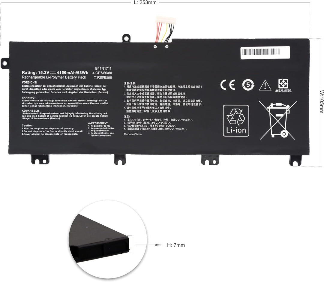 BLESYS B41N1711 Akku für ASUS TUF Gaming FX705DD FX705DT FX705DU FX705DY FX705GD FX705GE FX705GM PX7