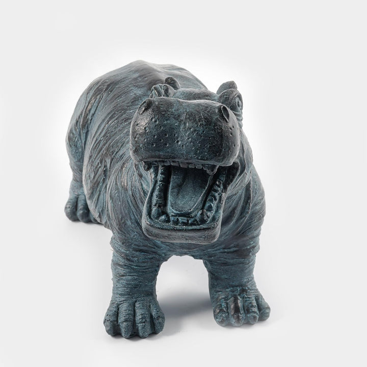 Wasserspeier Figur Flusspferd Hippo aus Kunststein - (L x B x H): ca. 300 x 125 x 200 mm - Schlaucha