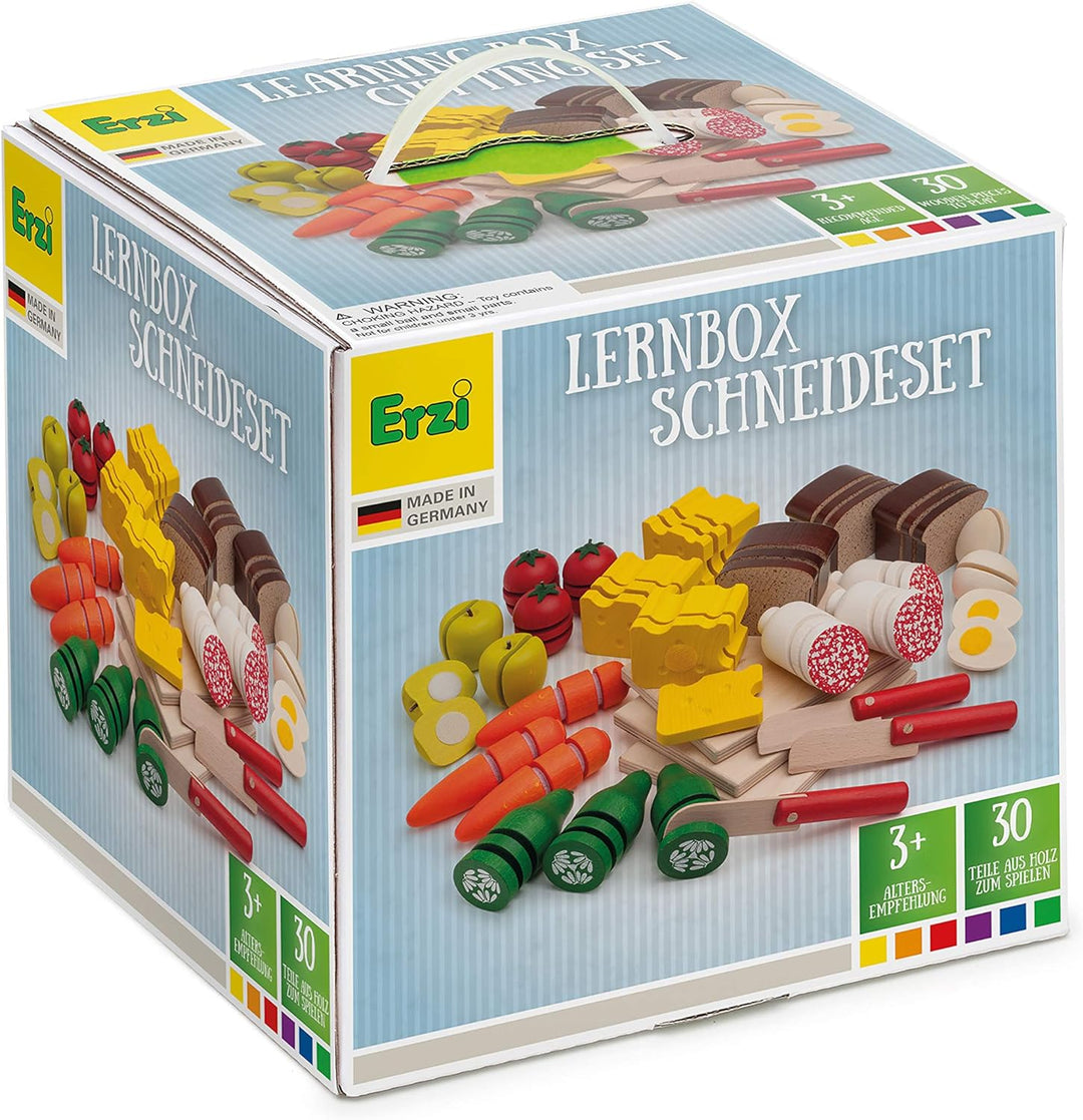 Erzi 42480 Lernbox Schneideset aus Holz, Lernmaterial, Kreativität, Feinmotorik