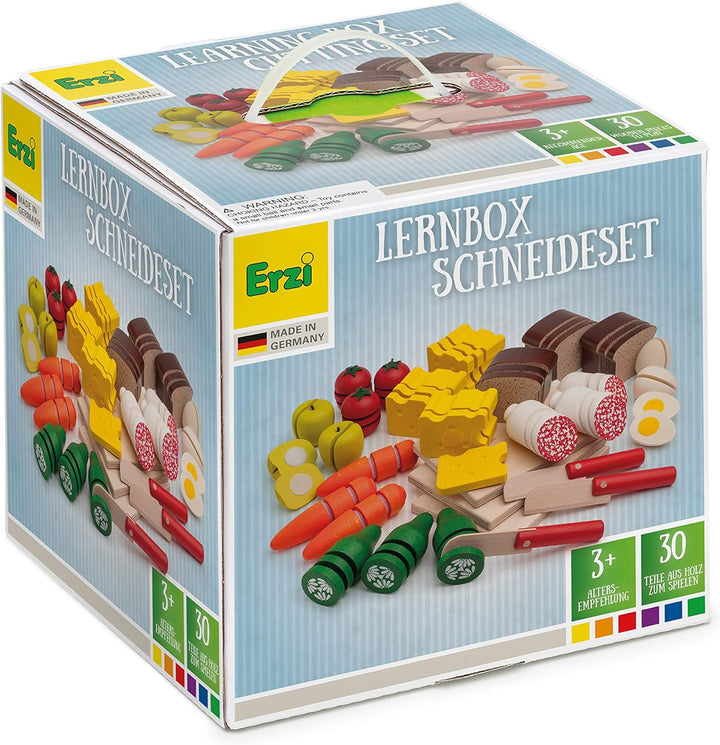 Erzi 42480 Lernbox Schneideset aus Holz, Lernmaterial, Kreativität, Feinmotorik