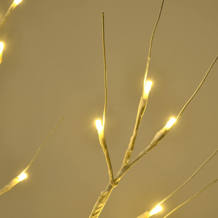 HOMCOM 120 cm Kunstbaum, Weihnachtsbaum Birken mit LED, Kunstbirke, Birkenbaum, Weihnachtsdeko für H