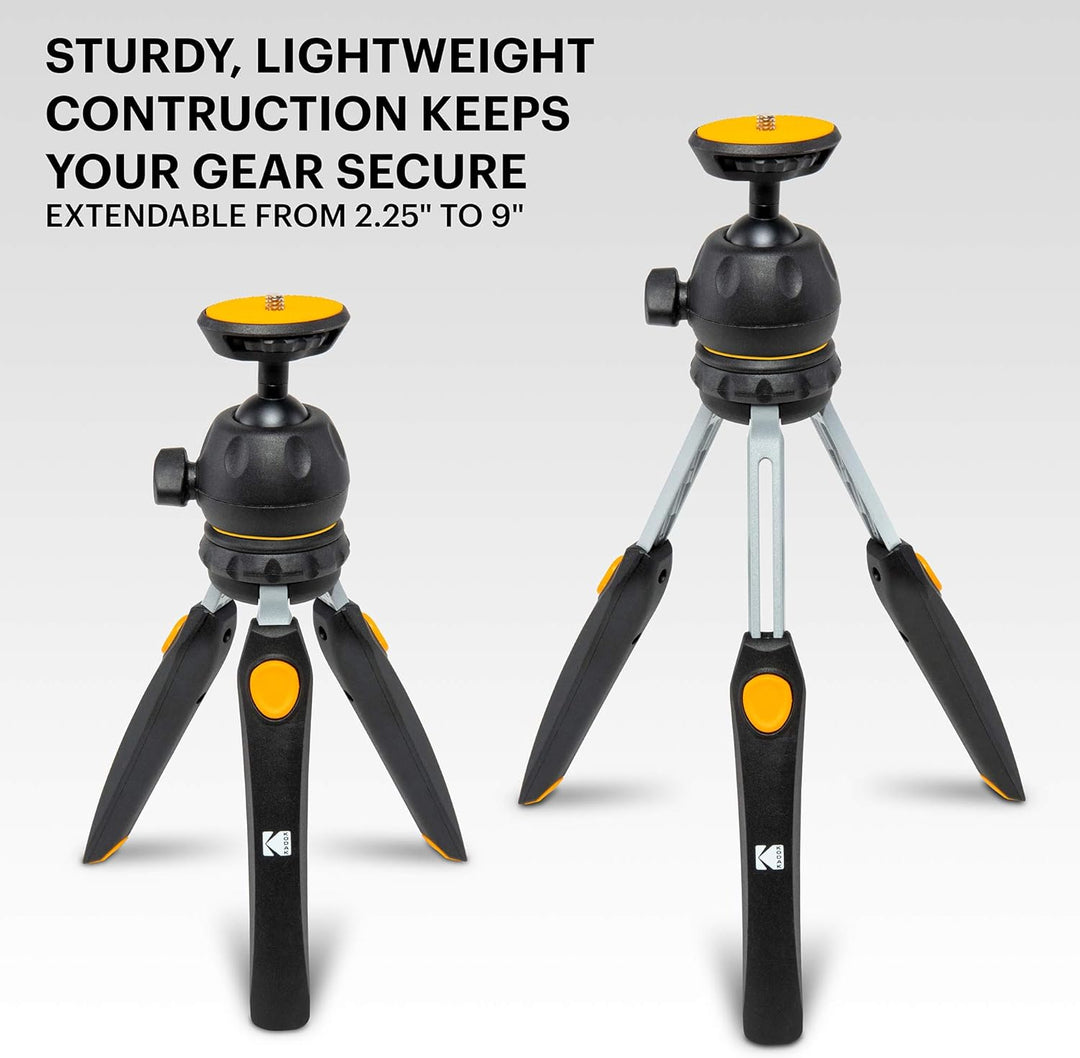 KODAK PhotoGear Mini-Stativ mit Fernbedienung, 360°-Kugelkopf, kompaktes 22,9 cm Tischstativ, 27,9 c