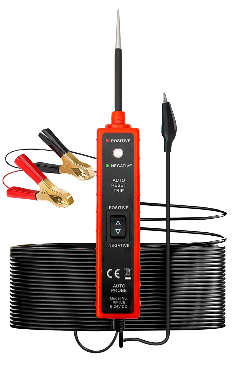 KAISAL Stromprüfer 6-24V DC Power Circuit Probe Auto Tester Polaritätstester prüflampe kfz mit 13 ft