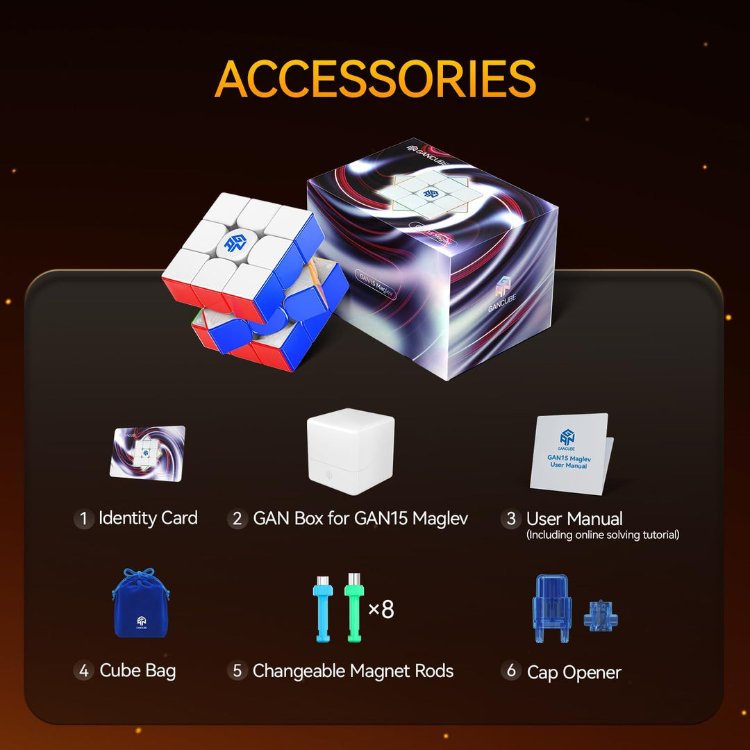GAN 15 Maglev Zauberwürfel Magnetisch Speed Cube 3x3, Magischer Speed Cube, mit Flügelförmige Numeri
