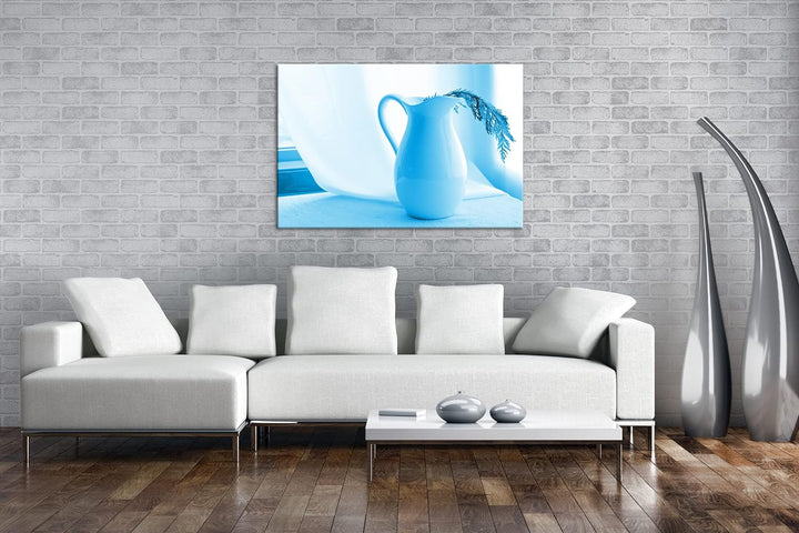deyoli Stillleben einer weissen Vase Format 80x60 Effekt: Monocrome Blau als Leinwandbild, Motiv fer