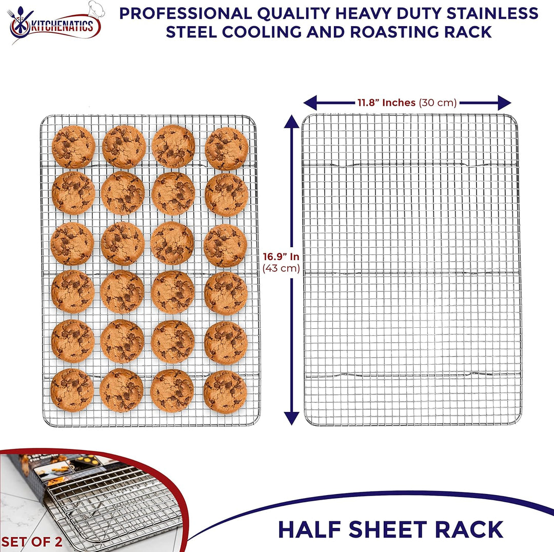 KITCHENATICS Edelstahl-Grillrost & Auskühlgitter, passt auf Backbleche für das Backen von Keksen und