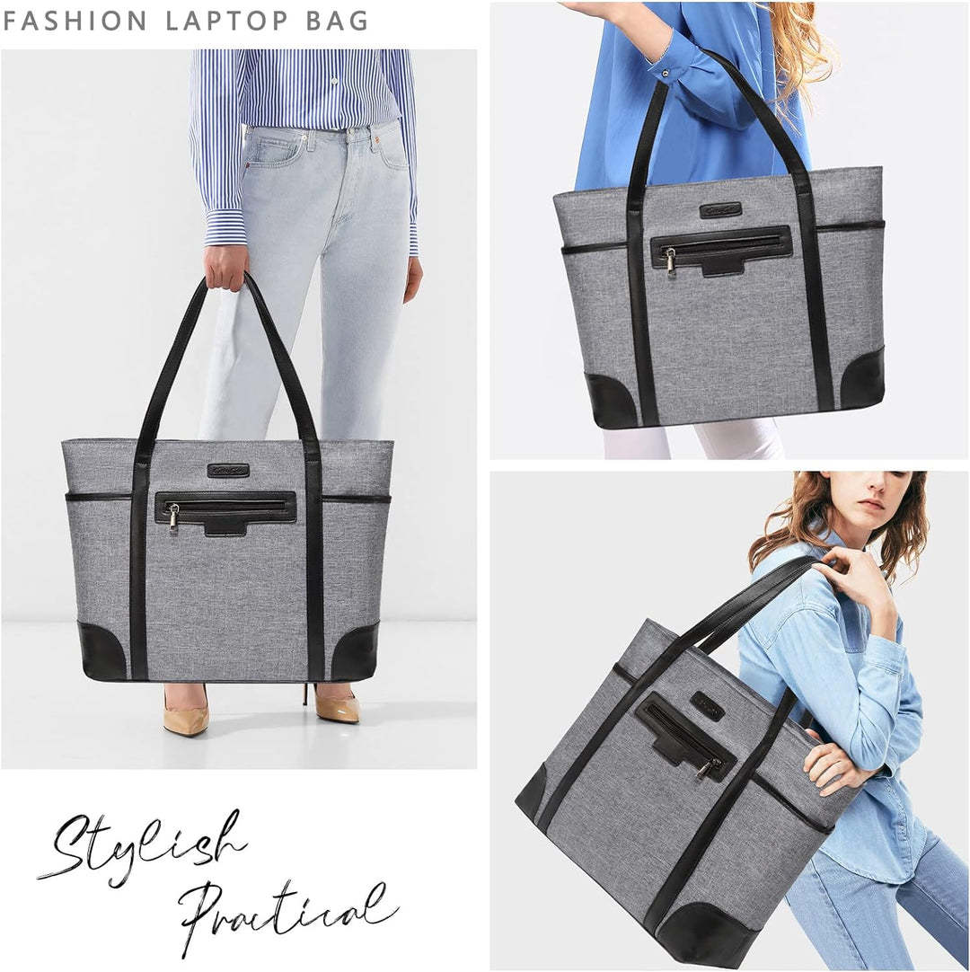Chase Chic Laptop Handtasche Damen, Gross Wasserdicht 15.6 Zoll Laptop Tasche Arbeitstasche, Elegant