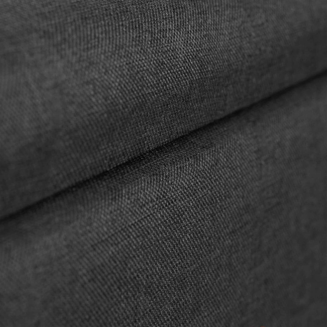 Relaxdays Hocker mit Stauraum, Kunstleinen-Bezug, gepolstert, Holzbeine, Fusshocker mit Deckel, HBT