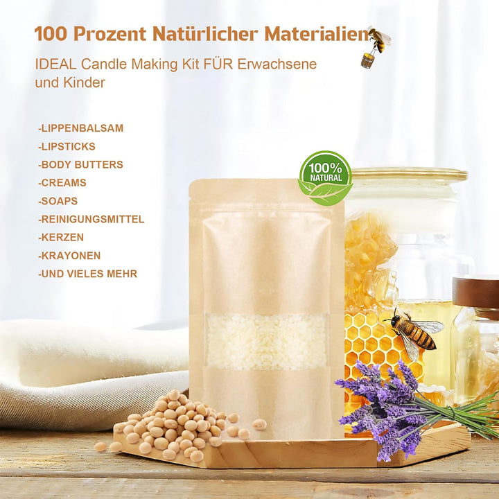 Kerzen Selber Machen Set, DIY Kerzenherstellung Kit 480G Bienenwachs für Kerzen, 9 Dosen 6 ätherisch