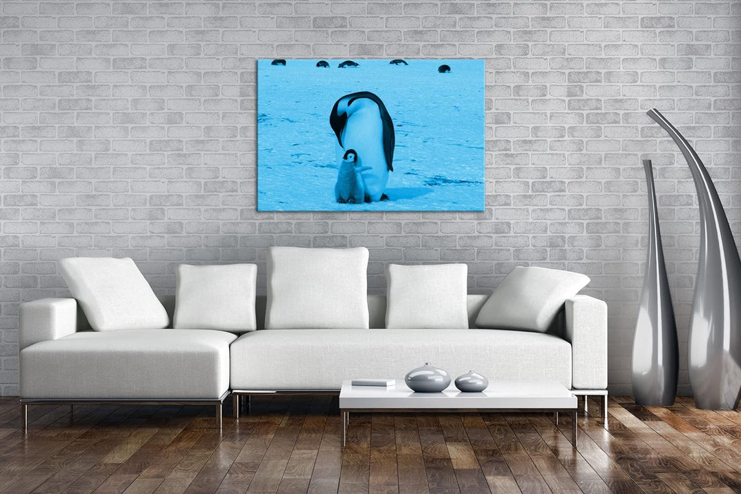 deyoli süsse Kaiserpinguine in der Antarktis Format 60x40 Effekt: Monocrome Blau als Leinwandbild, M