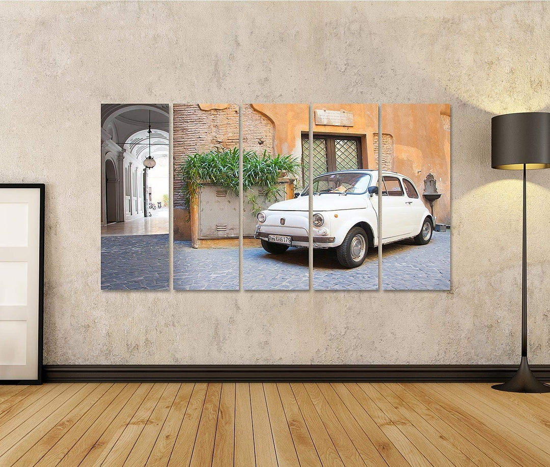 islandburner Bild auf Leinwand Fiat 500 Retro Jahrgang Bilder Wandbilder Poster Leinwand 170x80cm -