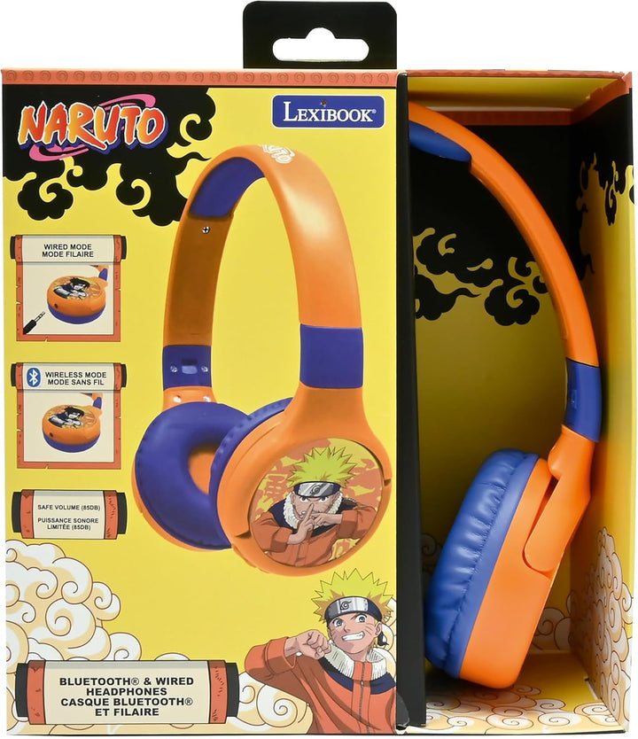 Lexibook, Naruto, 2-in-1 Bluetooth & kabelgebundene Kopfhörer mit Mikrofon und Steuertasten, faltbar