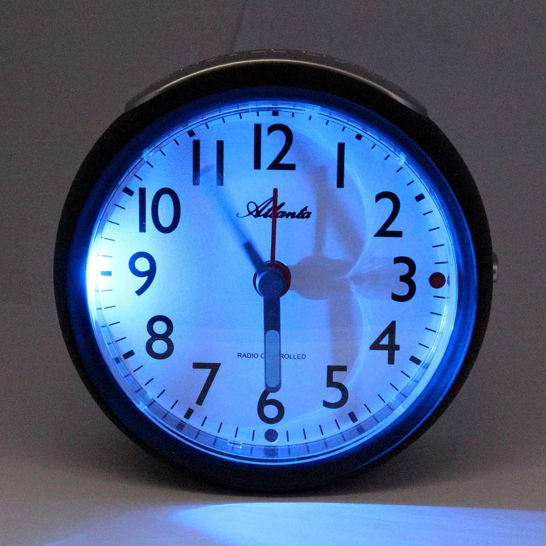 Atlanta Funkwecker ohne Ticken mit Nachtlicht Analog Schwarz - 1850-7