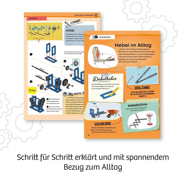KOSMOS 620868 Simple Machines, Mechanik-Bausatz für 24 Modelle wie Flaschenzug und Kran, inklusive F