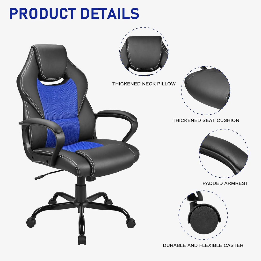 BASETBL bürostuhl Racing Gaming Stuhl schreibtischstuhl, Holzwerkstoff, Blau,