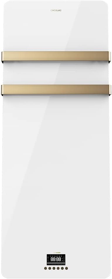 Cecotec Elektrischer Badheizkörper ReadyWarm 9870 Crystal Towel OldGold. Glasbadheizkörper 850 W, Fe