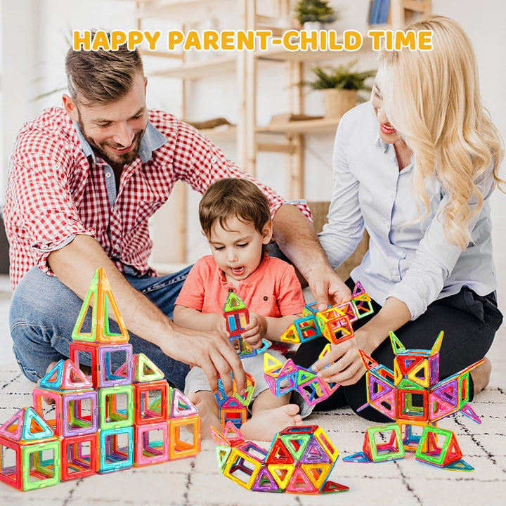 Crenova Magnetische Bausteine 50 Teile Magnetspielzeug Magnete Kinder Magnetbausteine STEM Lernspiel