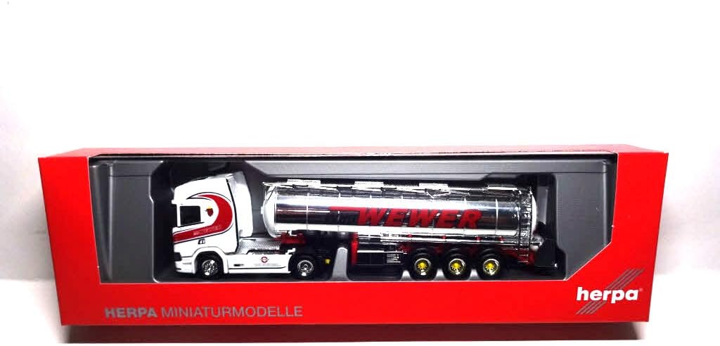 Herpa 308427 Scania Cr20 HD Chrom Tank Semitrailer Truck Willi Wewer Modell-Set
