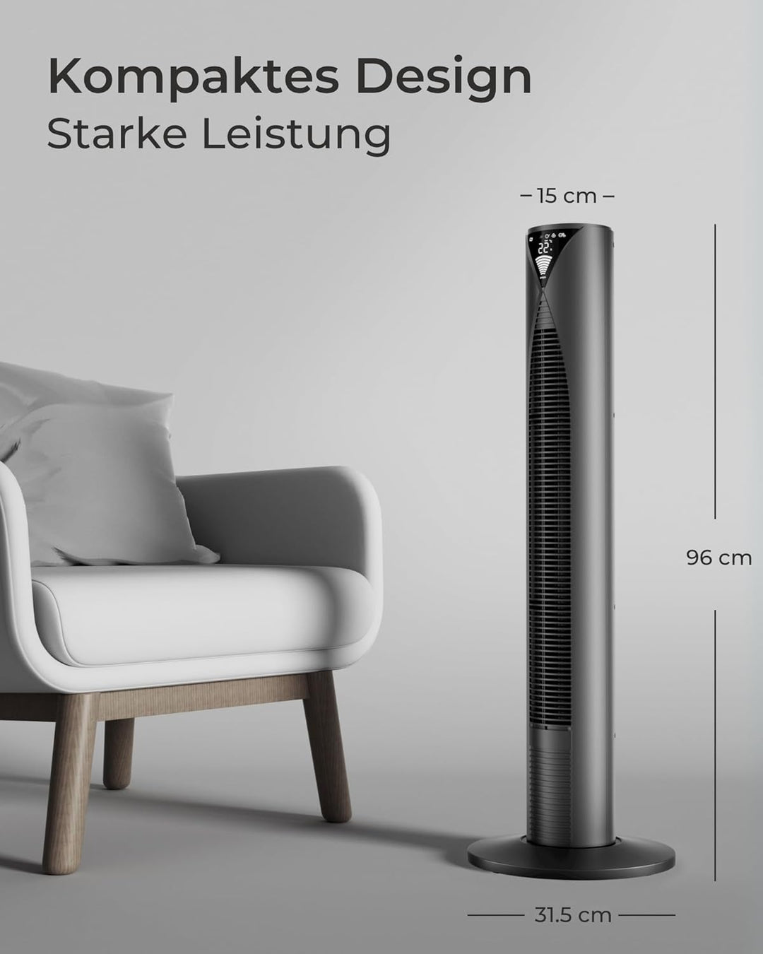 CoolHome Ventilator & Luftreiniger - Turmventilator mit Fernbedienung & ionisatorfunktion - Dimmbare