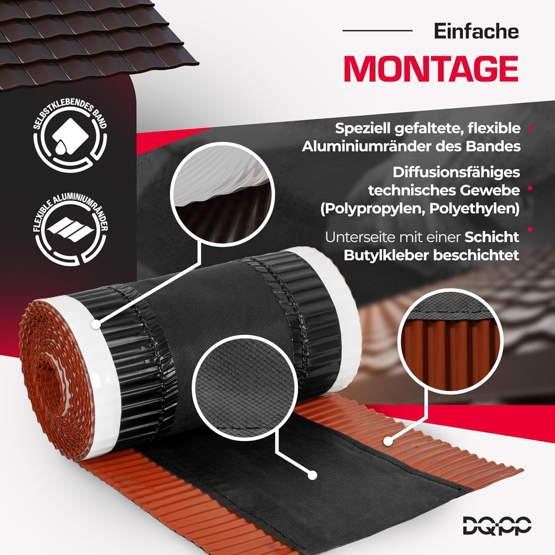 DQ-PP FIRSTBAND | Länge 5m | vRoll | Breite 390mm | Kirsche RAL 3011 | Aluminium PP Vlies | Selbstkl