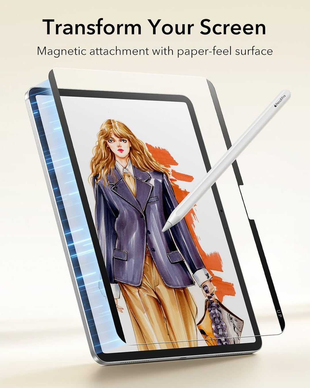 ESR für iPad Pro 13 (2024) Paper Feel magnetischer Schutzfolie, Schreiben und Zeichnen wie auf Papie
