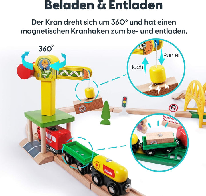 wuuhoo® Holzeisenbahn Paulchen im Set für Kinder - Spielzeugeisenbahn aus Holz, Eisenbahn Set mit Ho