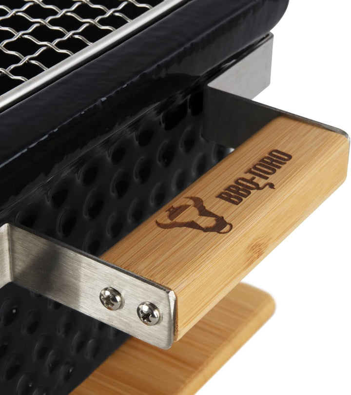 BBQ-Toro Keramik Tischgrill mit Holzunterlage | 50 x 23 x 17 cm | Hibachi Tischgrill ohne Strom | Sc