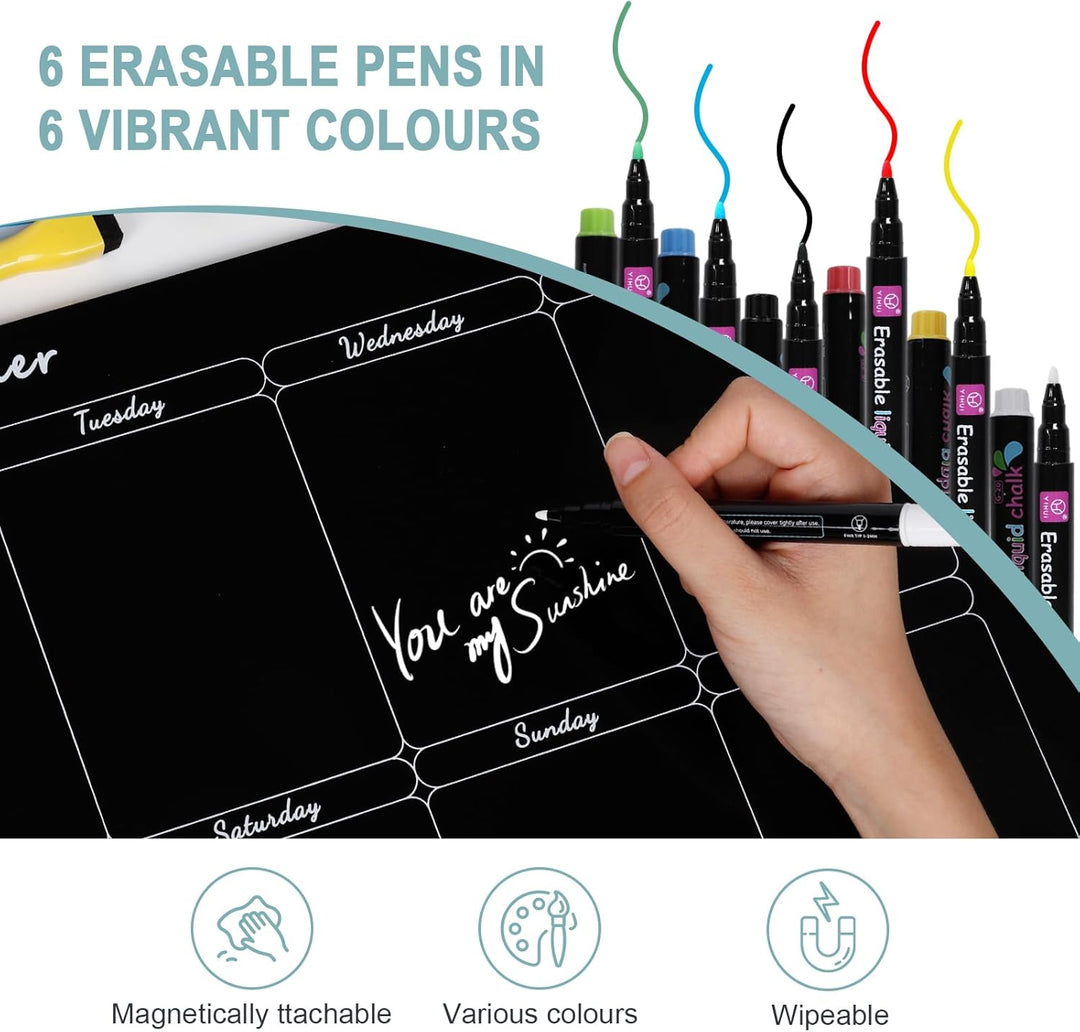 Acrylic Wochenplaner Magnetisch,Wochenplaner abwischbar für Kühlschrank,15.74x11.81 Zoll Wiederverwe