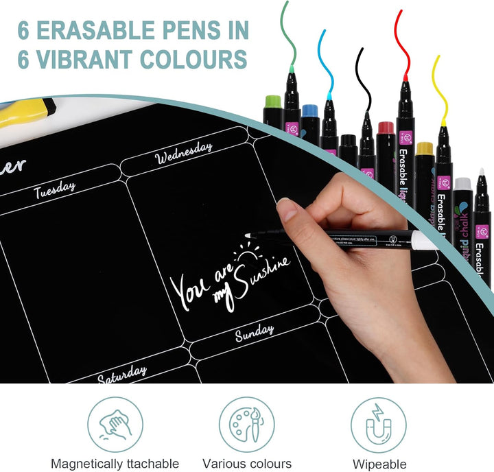 Acrylic Wochenplaner Magnetisch,Wochenplaner abwischbar für Kühlschrank,15.74x11.81 Zoll Wiederverwe